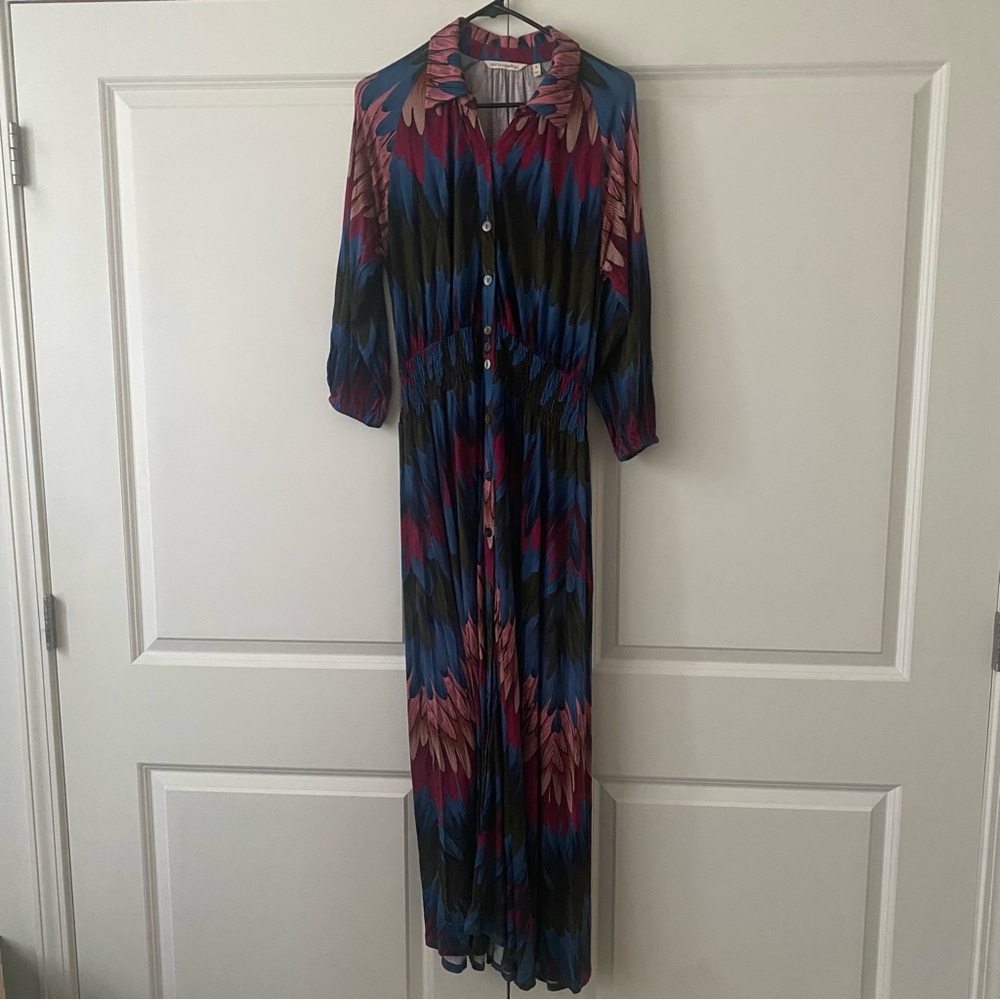 Soft Surroundings Ancient Isle Jersey Midi Dress Button Front Sz Small Church - Picture 2 of 6